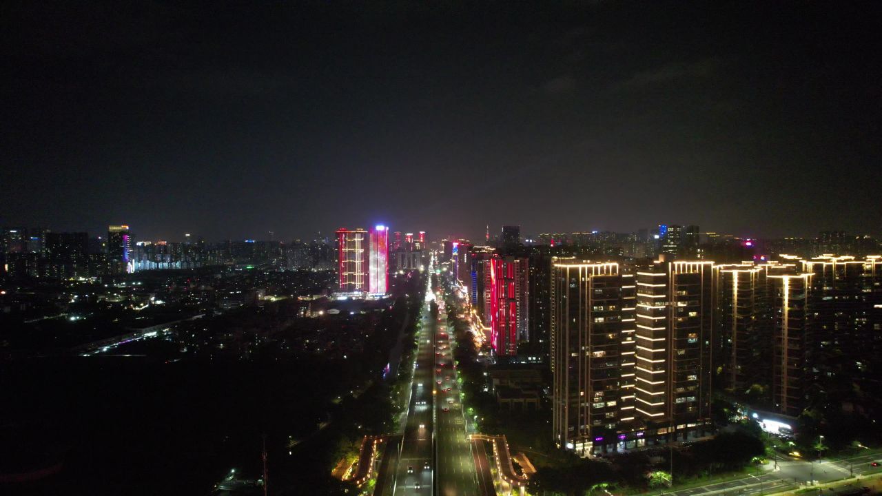 广东佛山东平大桥夜景灯光航拍