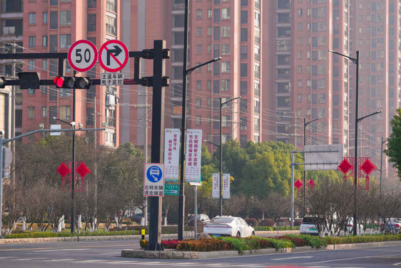 航拍昆山城镇道路风光新春氛围 24