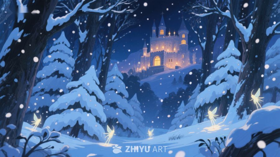 雪夜森林中的神秘城堡 387