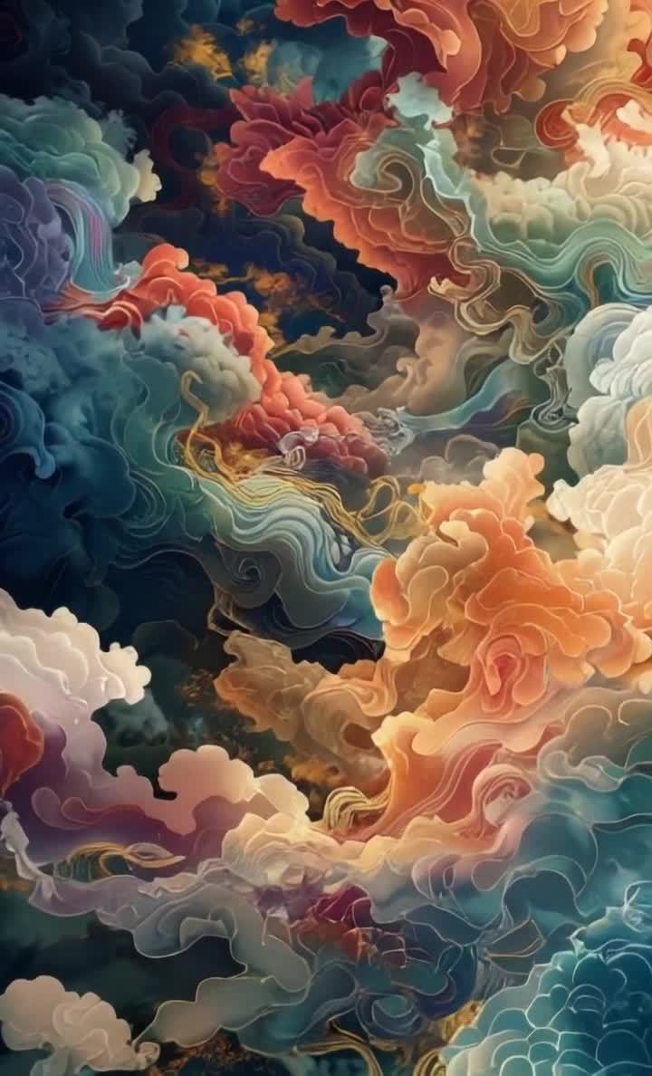 多彩流云：抽象风格装饰画