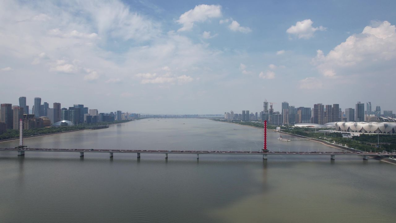 浙江杭州城市风光地标建筑航拍