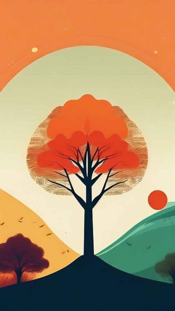 一幅画画着树极简主义 79