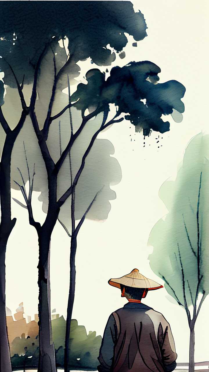植树插画画面简约