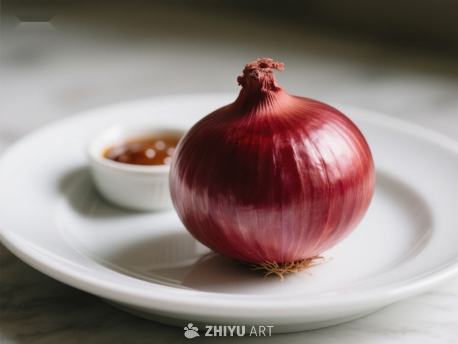 红洋葱与酱料盘中静置 180