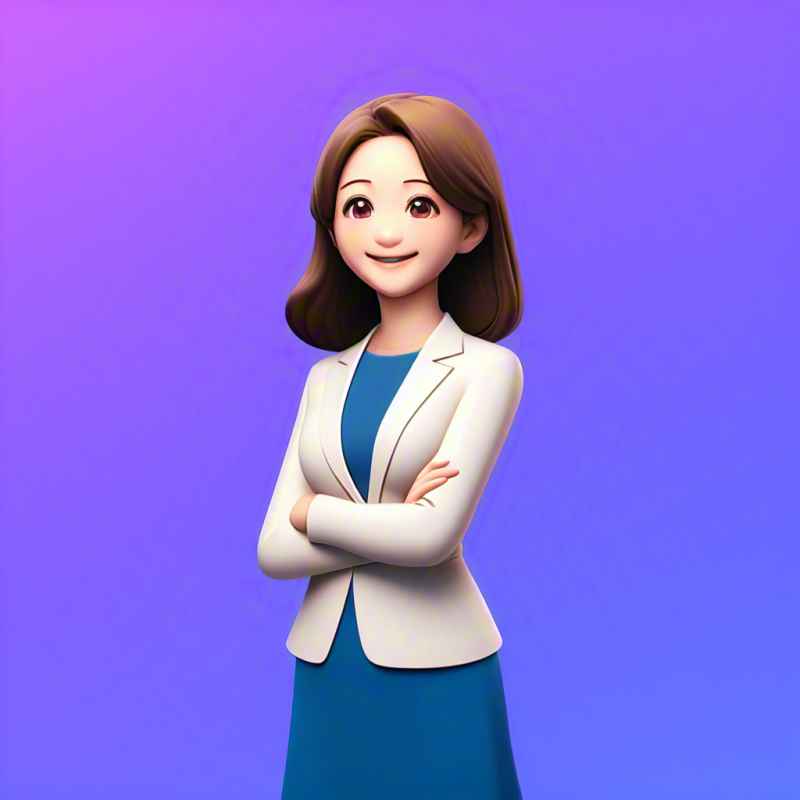 一个亚洲女性的3D图标，穿着职业服装 7