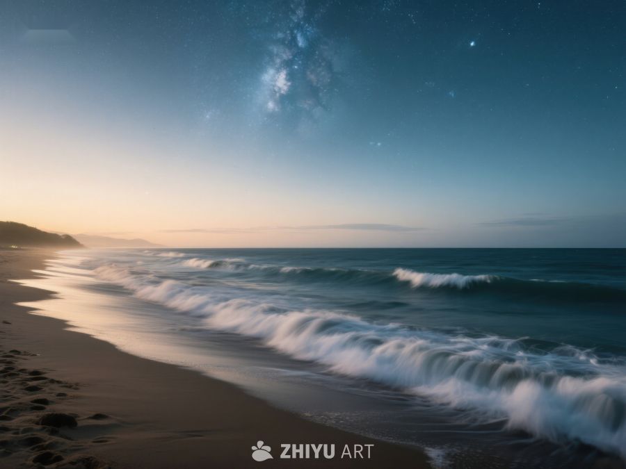 夜幕下的海滩与星空 495