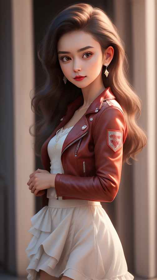 红色皮衣美女