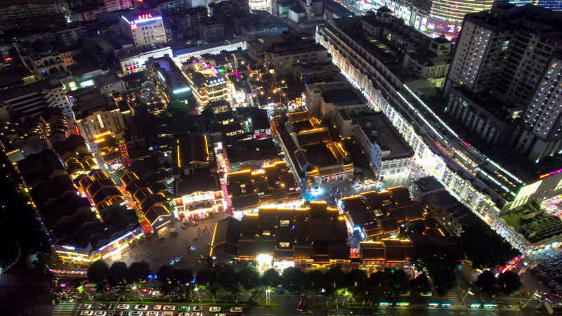 广西南宁城市夜景灯光航拍  
