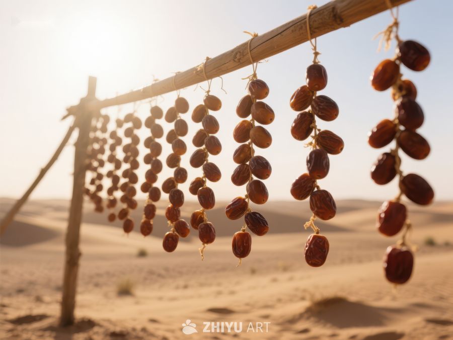 沙漠中晾晒的串串椰枣 499