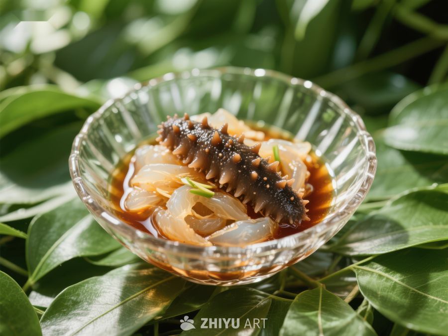 海参拌凉菜，清新绿叶衬托 178