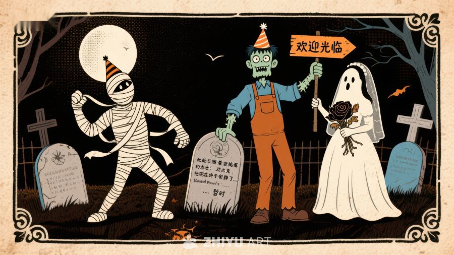 墓地里的万圣节派对
