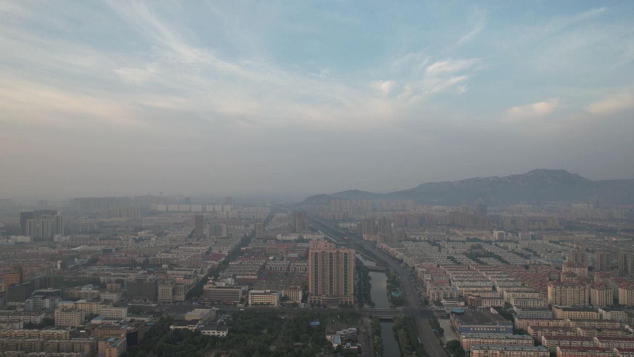江苏连云港城市清晨航拍