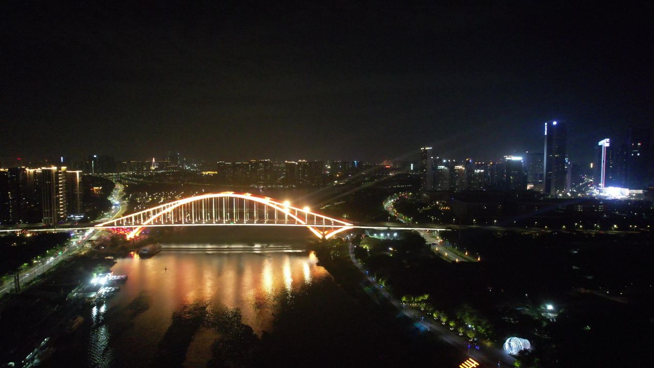 广东佛山城市夜景航拍