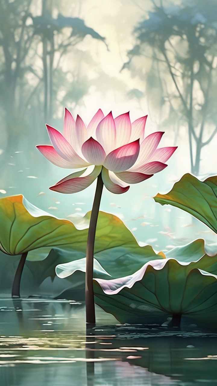 荷花精致淡彩水墨插画 21
