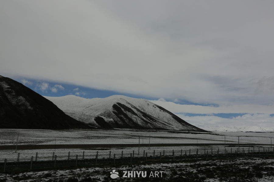 雪山下的宁静草地