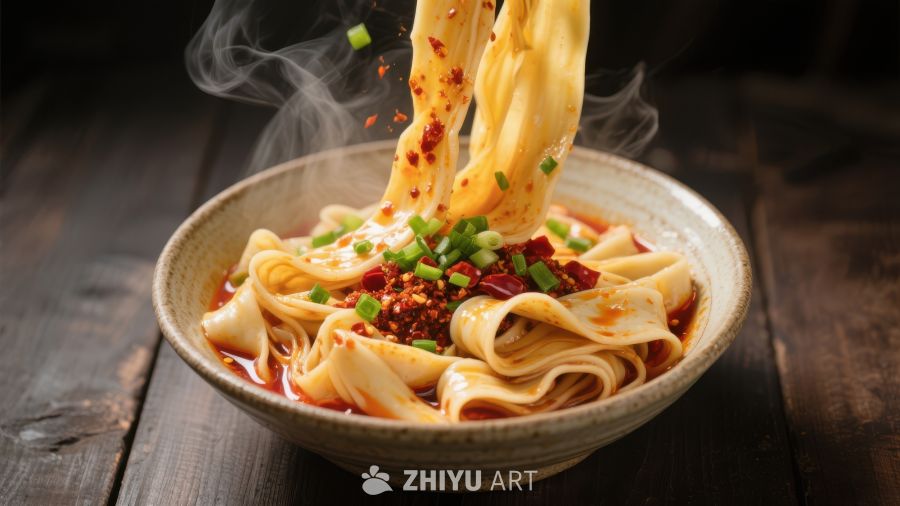 热气腾腾的拉面碗