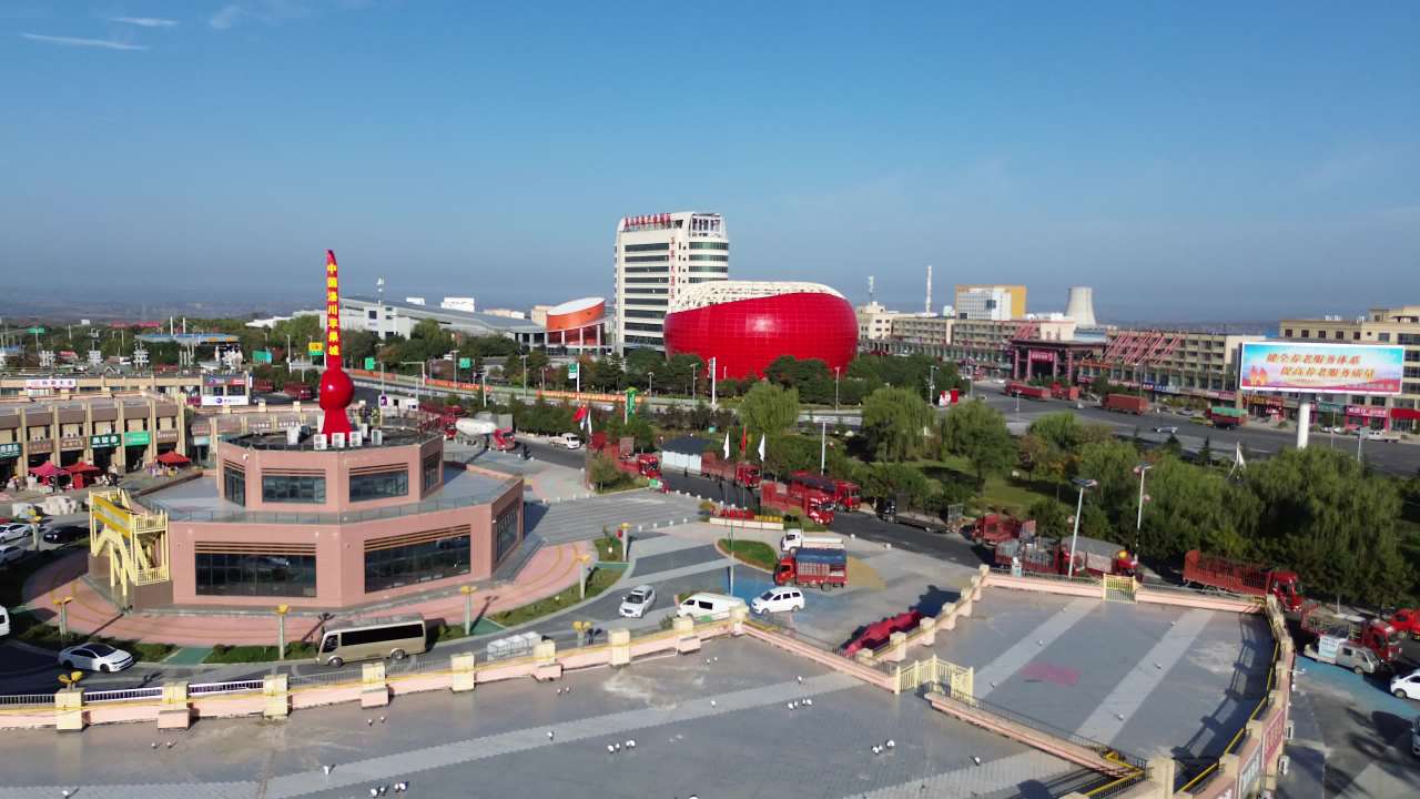 洛川县，大苹果建筑航拍，城市地标