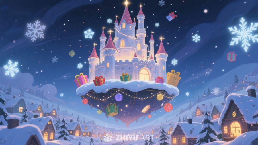 梦幻圣诞城堡夜景 143