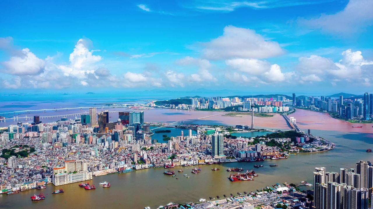 航拍澳门城市风光全景