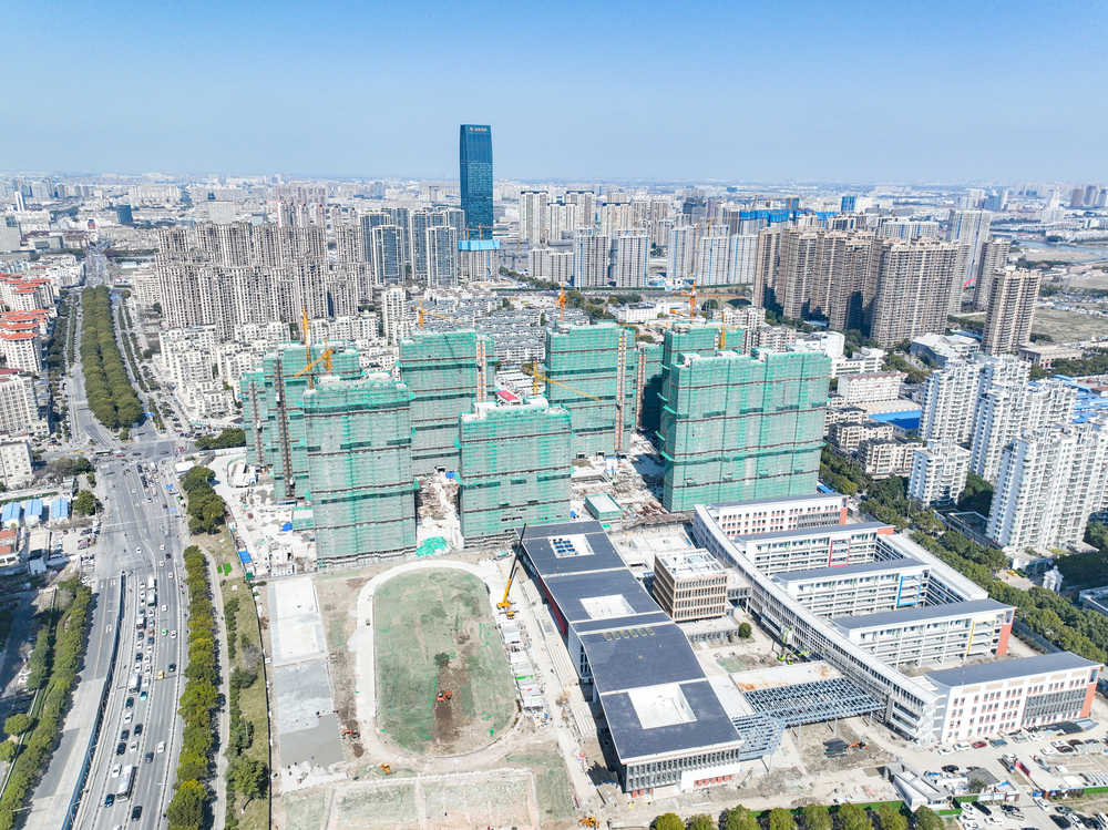 航拍昆山市区建筑