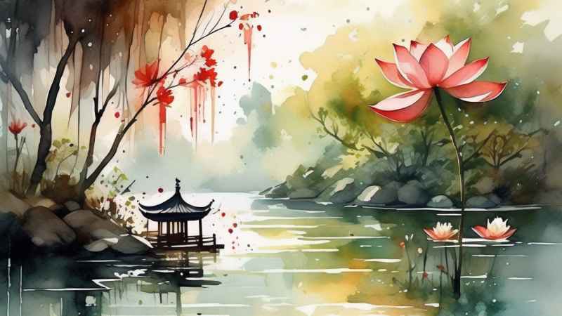 国风水墨山水画简约风格插画 45