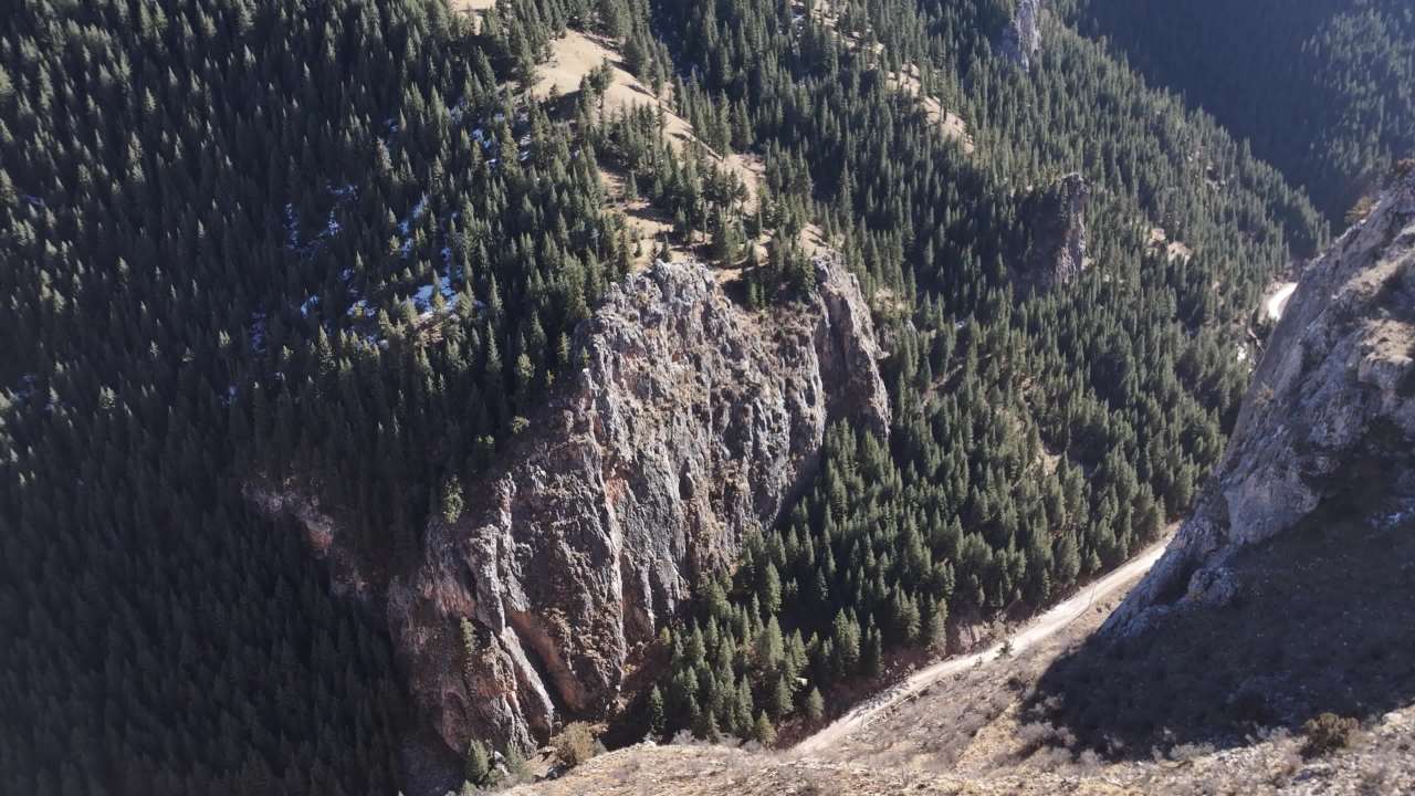 壮观森林峡谷全景航拍
