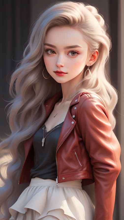 红色皮衣大美女