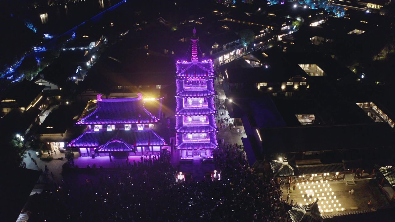 无锡拈花湾夜景航拍