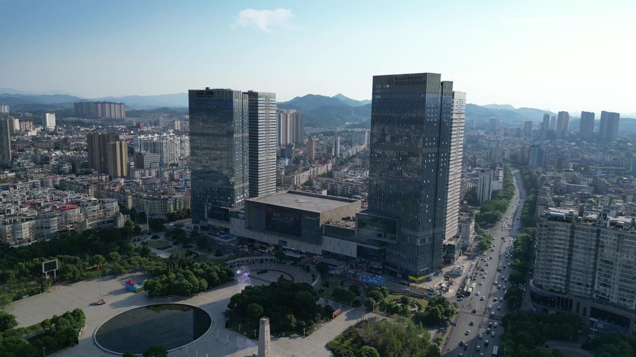 航拍江西萍乡润达国际秋收起义广场