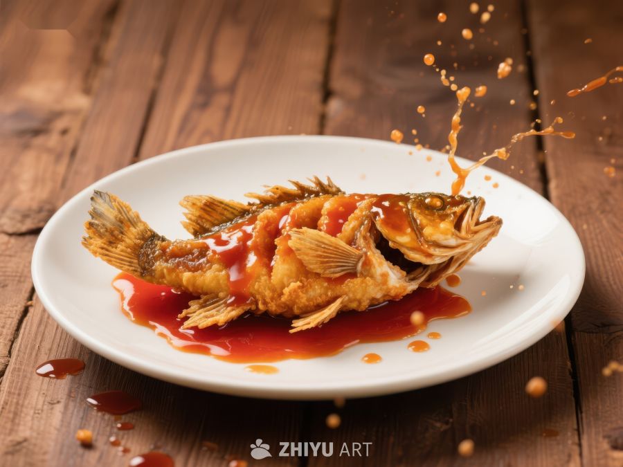 糖醋鱼跃盘中，酱汁四溅 1162