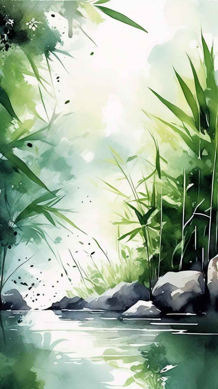 绿竹水墨插画背景图 29