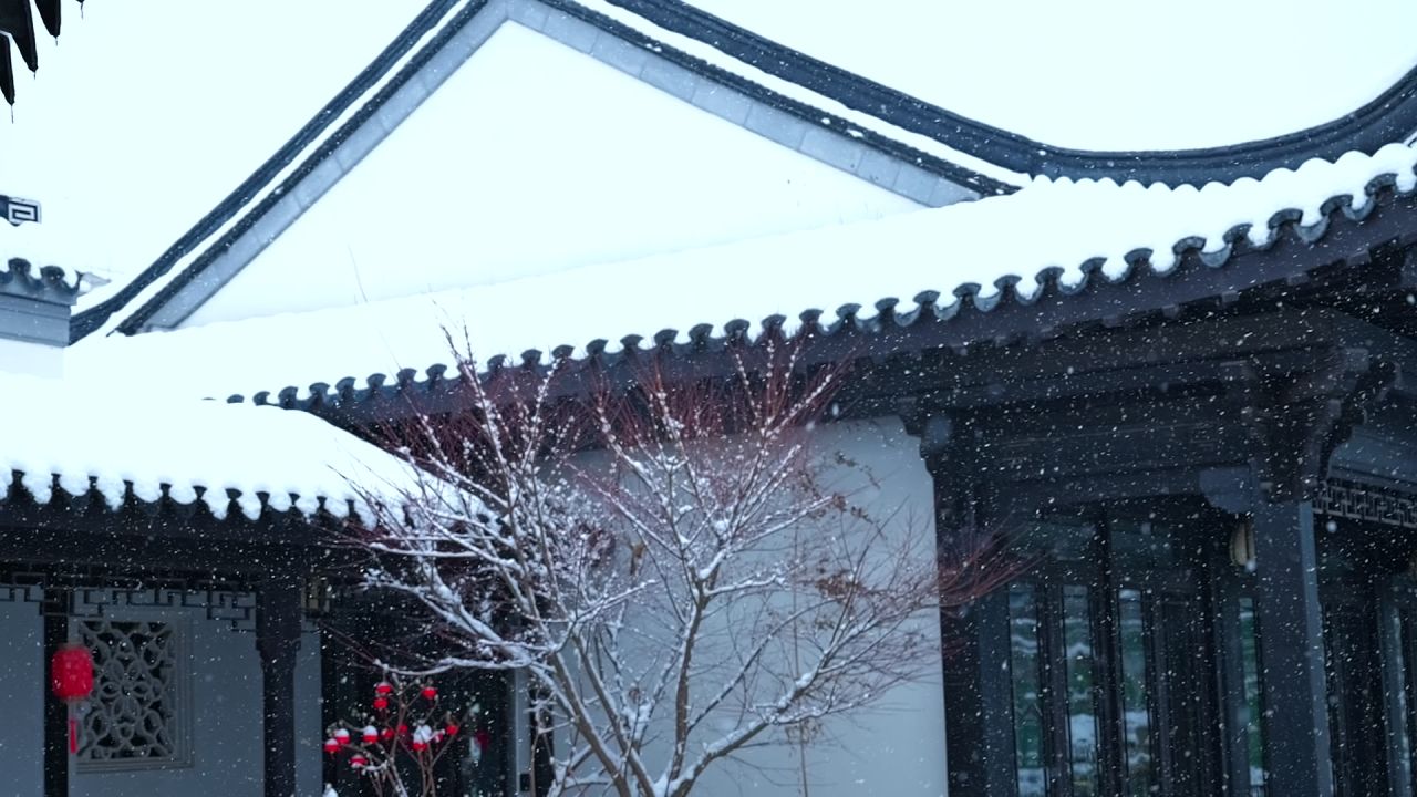 中式园林雪景 园林雪景 江南雪景 5