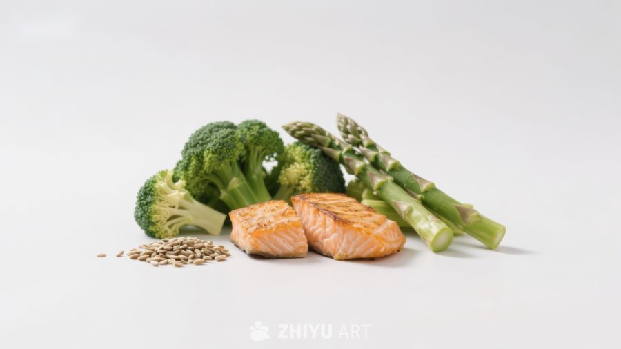 三文鱼与蔬菜食材组合