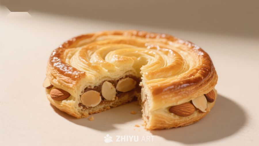 金黄酥皮螺旋糕点
