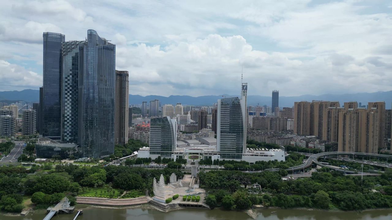 航拍福州闽江北岸中央商务区