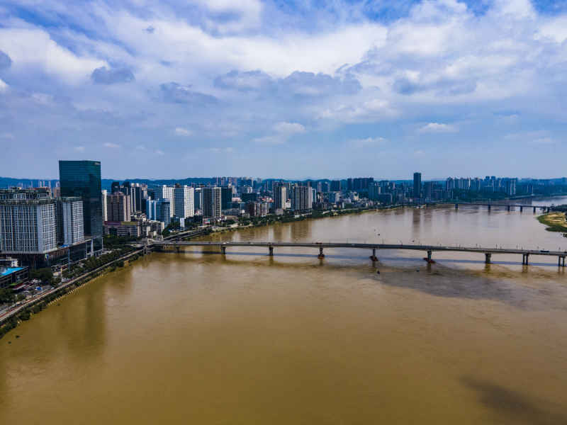 湖南株洲城市风光航拍摄影图