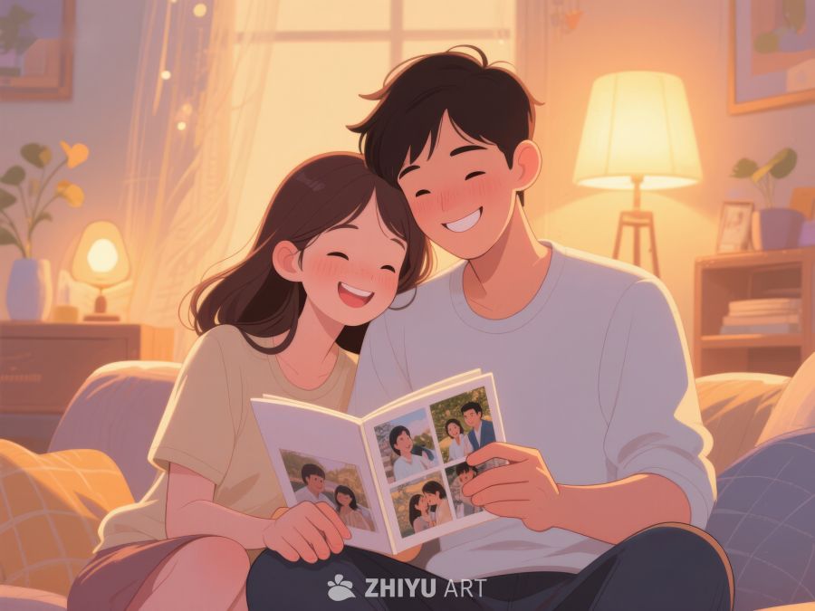 温馨时刻：两人共览相册 786