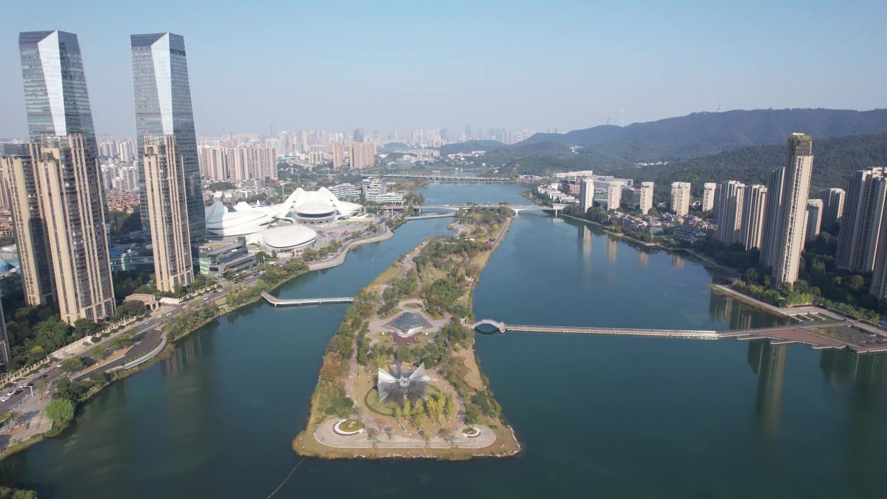 湖南长沙城市风光地标建筑航拍 