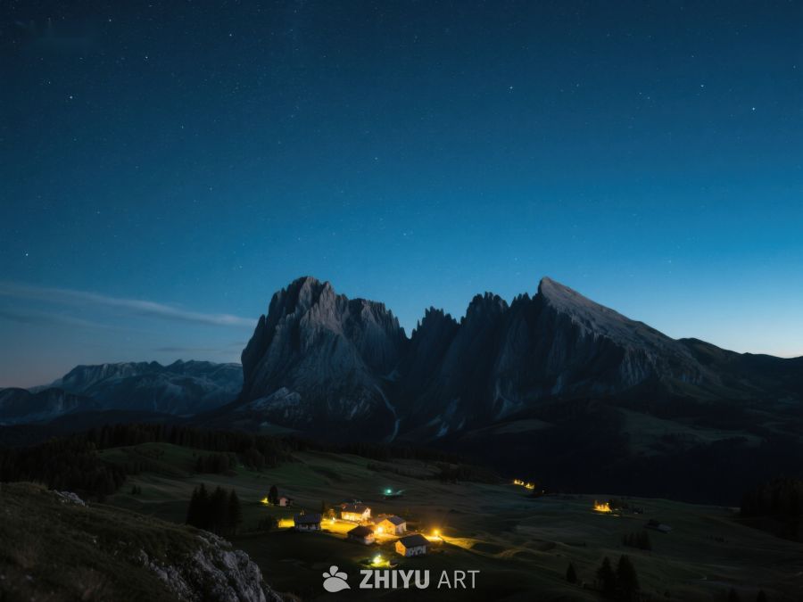 夜幕下的山间村落 512