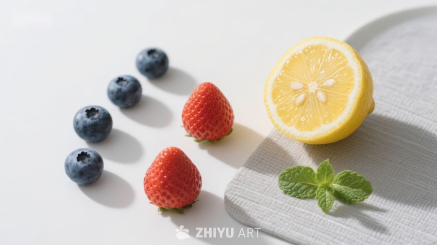 新鲜水果与薄荷的清新组合