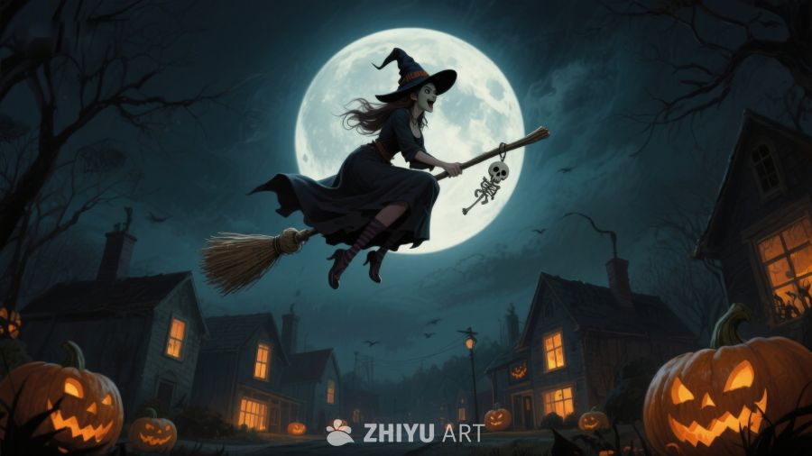 月夜飞行的女巫