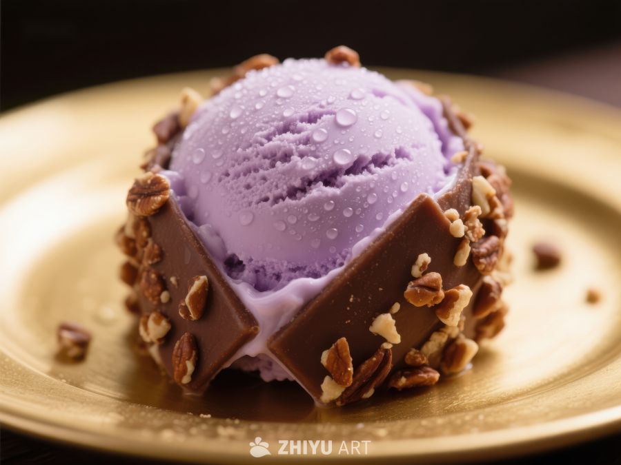 紫薯冰淇淋配巧克力碎片