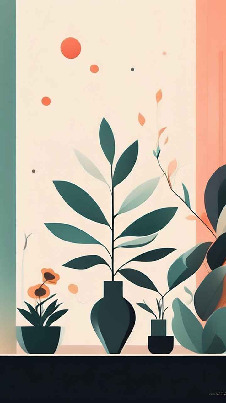 极简主义元素花朵和树枝插画