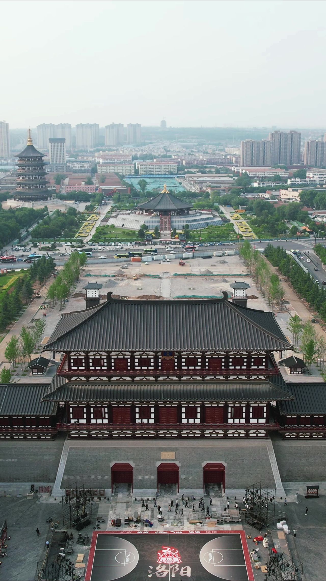 河南洛阳历史文化古建筑竖屏航拍 