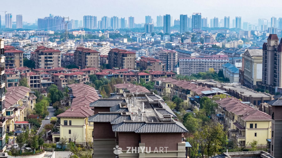 现代都市住宅区全景