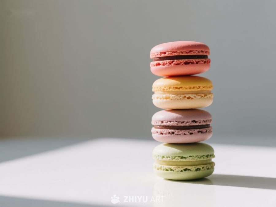 色彩斑斓的马卡龙叠放