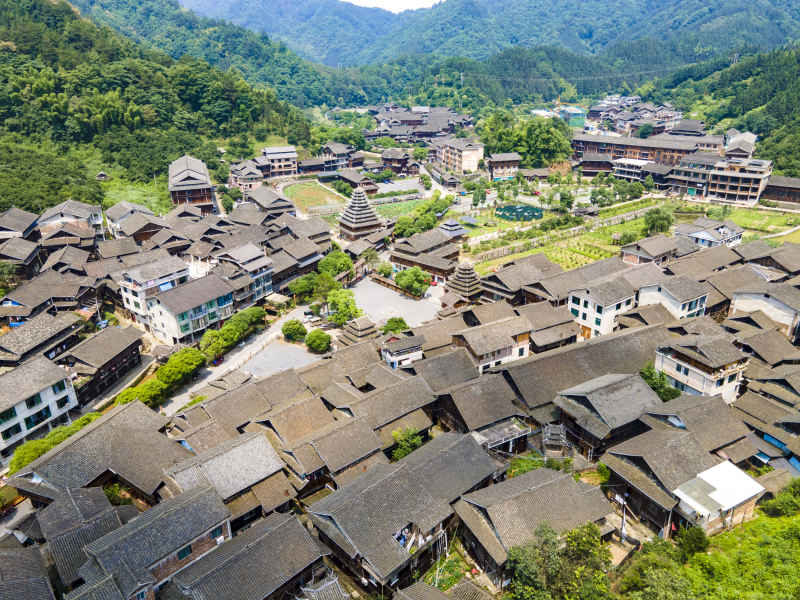 湖南新晃皇都侗寨4A景区航拍摄影图