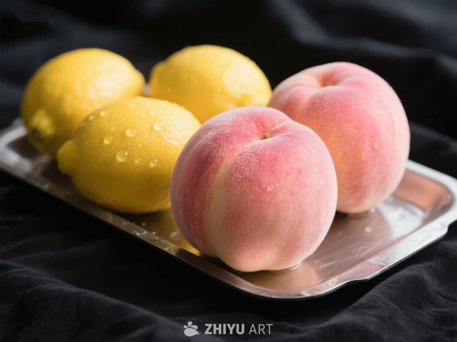 新鲜桃子与柠檬静物图 635