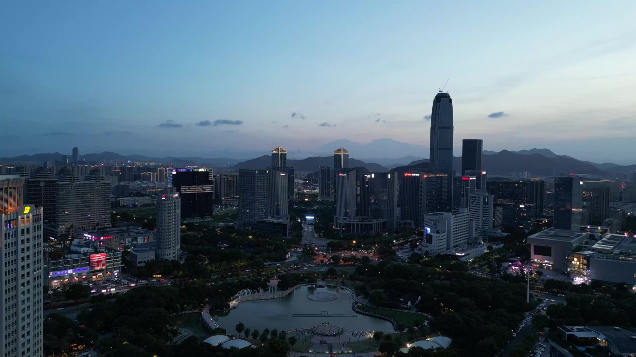 航拍台州城市夜景