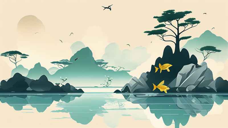 中国画园林植物水亭子插画 26